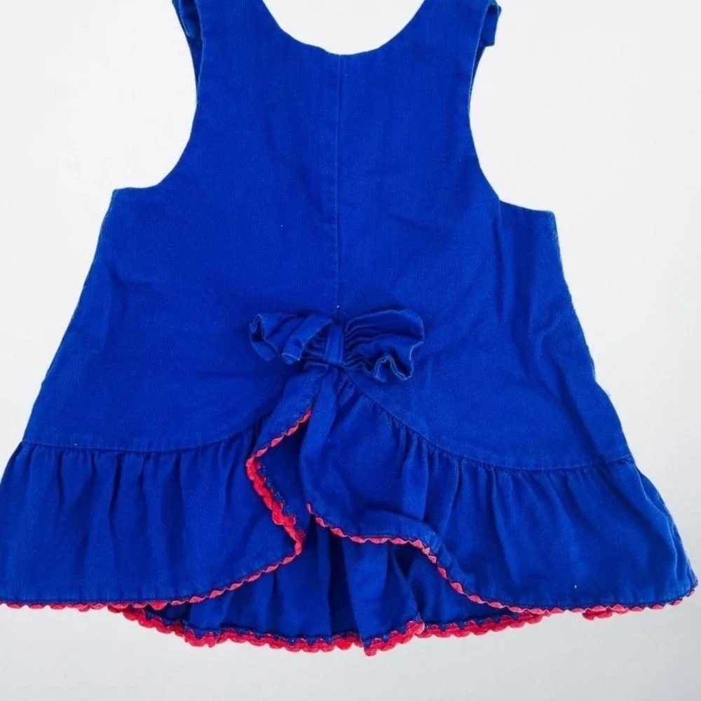 Austin &‎ Ashley Girls Blue Corduroy Nautical Bear Sailboat Jumper Dress 4T